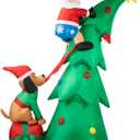 Hioasis 7 FT Christmas Inflatable Decorations - Outdoor Inflatables with Santa Claus Christmas Tree and Dog- Party Decoration for Indoor&Outdoor Courtyards Suitable for Christmas/Party/Yard