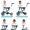 newyoo TR008 Toddler Push Tricycle, Toddler Bike for 1-3 Years Olds, Birthday Gift for Boys and Girls, 5 in 1 Balance Bike with Handle, Kids Trike with Safe Bar, Green