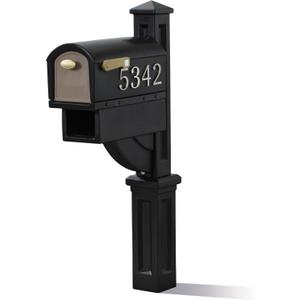 Step2 Mailmaster Hudson Mailbox, Magnetic Door, Large Newspaper Holder, Heavy-Duty, Weather Resistant, Post Mounting Hardware Kit Included, Black
