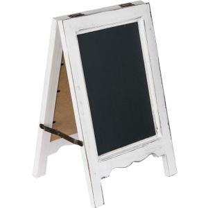 15 inch Mini Tabletop Wooden A-Frame Double-Sided Slate Chalkboard Sign Easel for Business (White)