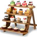 Wood Cupcake Display Stand, 4 Tier Wooden Cupcake Stand, Wooden Display Risers for Dessert, Table Cake, Wedding, Party