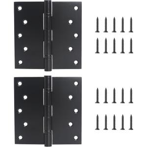 5 inch X 5 inch Hinges Heavy Duty Door Hinges up to 220 lbs, 201 Stainless Steel Black Hinges Ball Bearing, Thickness 3 mm Square Corners with 20 Screws, Non-Removable Pin (2 Pack)