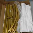 SuuWoee 6FT Wedding Arch Backdrop Stand and White Arch Cover, Gold Wedding Arch Stand Balloon Arched Frame White Cover for Birthday Party Wedding Ceremony Bridal Baby Shower Event Decor