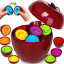 Apple Toys,Montessori Geometric Shape Sorter Toys for Toddlers 1-3,Early Educational Learning Color Sorting & Fine Motor Matching Games,Easter Basket Stuffers Gifts for Preschool Boys Girls