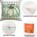 4 x Artscope Fall Decorative Throw Pillow Covers 18x18 Inch Set of 4, Hello Pumpkin Give Thanks Buffalo Plaid Outdoor Farmhouse Pillow Cases for Home Sofa Couch-Green