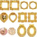 Mini Gold Frames, 1x1 Inch Vintage Resin Picture Frame Antique Photo Frames Oval Rectangle Wall Hanging Display Table Frame for DIY Jewelry Christmas Holiday Party Hotel Decor (2 Colors, 10)