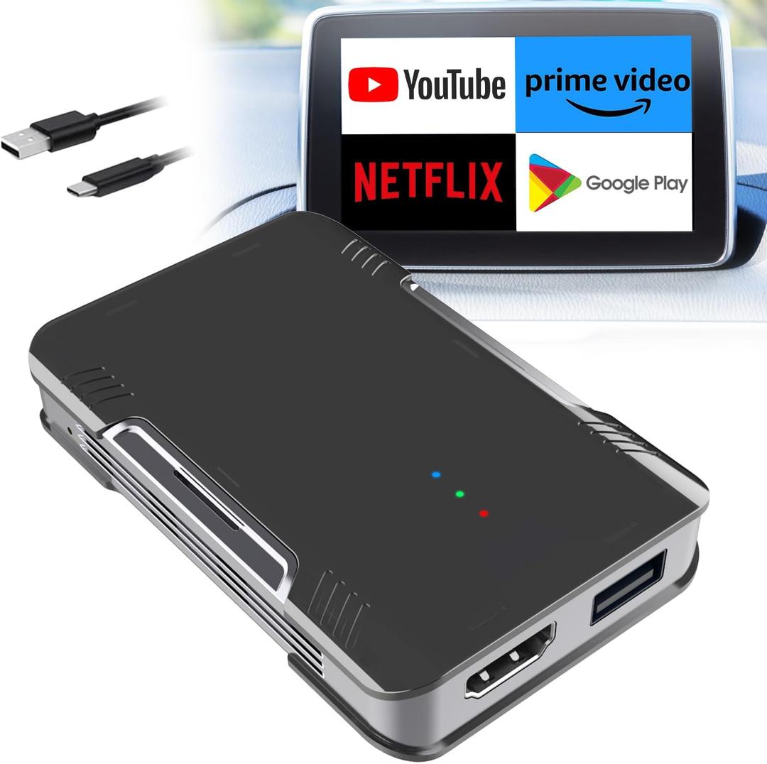 Magic CarPlay Box 3.0 Max, CarPlay AI Box Support YouTube/Netflix/Hulu etc., Qualcomm Multi-Core Android System Multimedia Video Box with Wireless CarPlay/Android Auto Adapter