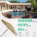 JEAREY 9' 2-Tiers Patio Umbrellas Outdoor Market Table Umbrella w/Push Button Tilt/Crank, 8 Sturdy Ribs, UV Protection Waterproof Sunproof(Sand)