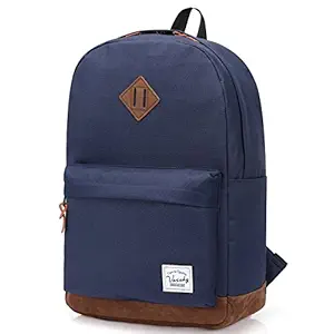 Vaschy School Backpacks for Adults Classic Lightweight Water Resistant Campus Rucksack Travel Backpack Blue Fits 14 Inch Laptop