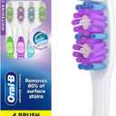 Oral-B 3D White Stain Eraser, 4 Count Soft Manual tootbrush Pack, Removes Stains, Whitens Teeth, Tongue and Cheek Cleaner