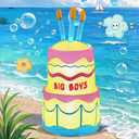 4.5FT Inflatable Happy Birthday Cake Decorations Outdoor, Birthday Blow Up Holiday Party Decor, Build-in LED Lights for Indoor Home Celebration Garden Lawn Yard Prop Sign