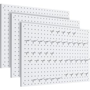 Peg Board, 3 Pack Metal Pegboard Panels White Pegboards Wall Organizer with Frame Large Heavy Duty Peg Board with Hooks for Walls Home, Garage Tool Storage, Office, Craft Room, Kitchen 2416