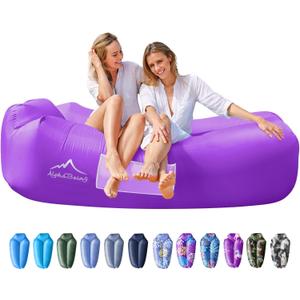 AlphaBeing Inflatable Lounger Beach Chair Accessories, Air Sofa Hammock Inflatable Couch for Camping Backyard Lakeside with Compression Sacks, Ideal Outdoor Gifts for Adults (PURPLE)