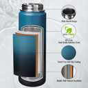 Fijinhom 24 oz Insulated Water Bottle with Handle, 304 Stainless Steel Water Bottles with Wide Mouth, Double Wall Vacuum Sports Water Bottle, BPA Free, Keep Cold and Hot, Blue&Black
