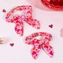 Valentine's Day Dog Collar with Bow Red and Pink Heart Printed Adjustable for Large Dogs, Durable Metal Buckle