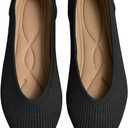Women's Flats Shoes Pointed Toe Knit Ballet Comfortable Dressy Slip On Flat (8.5, Black)