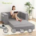 MeMoreCool Pull Out Loveseat Sofa Bed, Light Grey Boneless Futon Couch