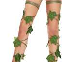 Spooktacular Creations Green Leaf Leg Wraps Shimmer Garter for Adult Women, Garter Leg Wraps for Rave Dancing Party, Halloween Costume Cosplay Parties