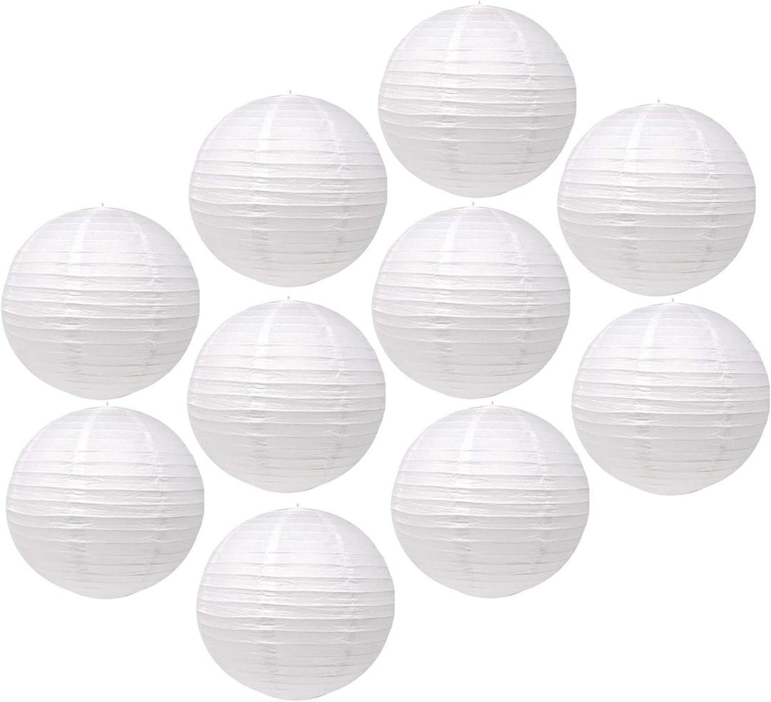 12 Pcs White Paper Lantern Party Decoration 8 Inches Hanging Round Lanterns Hanging Paper Decoration for Homecoming 2025 HOCO Winter Christmas Party Decorations Supplies 