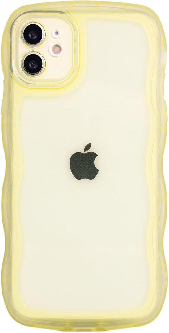 Hcnrreivn Case for iPhone 12 Pro 6.1 Inch, Cute Kawaii Clear Case for Women/ Girls, Yellowing-Resistant, Transparent Soft Silicone Thin Slim Full Body Shockproof Protection Phone Cover -Yellow