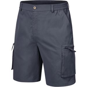 QPNGRP Men's 9" Inseam Stretch Waist Zipper Cargo Shorts with 6 Pockets (42, Iron Gray)