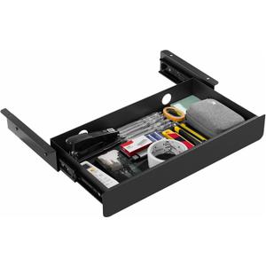 KHAMAL Under Desk Drawer Slide Out Large - Under Table Drawer 17.32" x 9.25", Pull-Out Storage Organizer With Cable Management For Home & Office