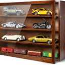 1/18 Scale Diecast Display Case - Wall Mount Clear Model Car Display Case Model Cars Storage Cabinet Rack with Acrylic Door (Cherry, 8 Cars)