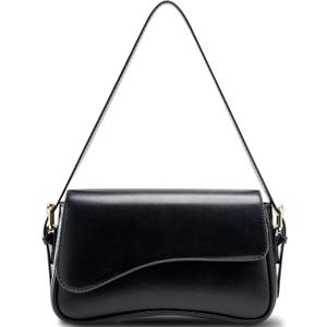 Small Shoulder Bags for Women,Crossbody Purses,Retro Vegan Leather Tote Handbag, Clutch Hobo Purse with Zipper (Black)