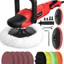 AVID POWER Car Buffer Polisher, 6 Variable Speed 1000-3500 RPM, Rotary Buffer Waxer Kit with 6-inch and 7-Inch Backing Plate, 1200W Car Polisher for Car Detailing, Polishing, Waxing (Dark Red)