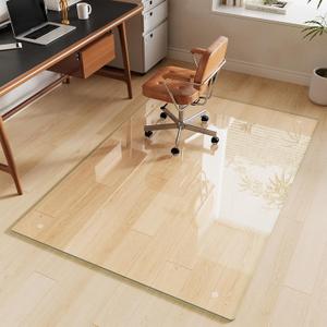 Glass Chair Mat 48" x 72" Heavy Duty Tempered Glass Mat,Office Glass Floor Mat with Round Corner and Polished Edge for Smooth Glide, Carpet Hardwood Floor Protector (Transparent)