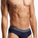 Emporio Armani Men's All Over Logo Elastic 2 Pack Brief, Armani Blue/Armani Blue, X-Large