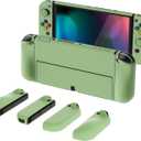 PlayVital AlterGrips Protective Slim Case for Nintendo Switch OLED, Ergonomic Grip Cover for Joycon, Dockable Hard Shell for Switch OLED w/Thumb Grip Caps & Button Caps (Matcha Green)
