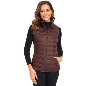 Obosoyo Women's Ultra Light Long Down Vest Winter Packable Down Jacket Lightweight Outdoor Puffer Vest Coat (XX-Large)