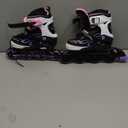2PM SPORTS Vinal Inline Skates for Girls Boys Kids with Adjustable Illuminating Wheels, Inline Roller Skates for Youth Women Men - Purple Pink (Medium 30-33)