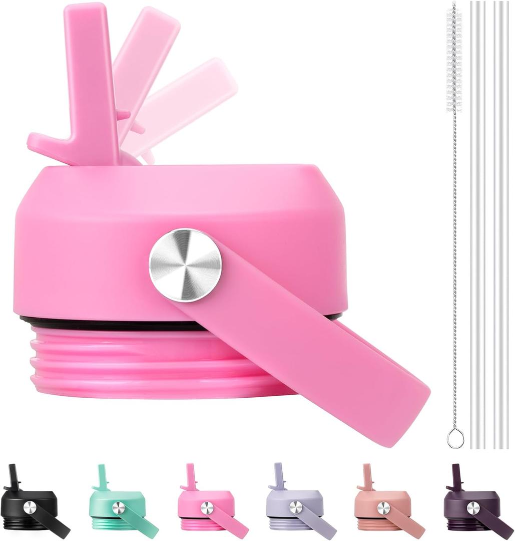 Straw Lid for Yeti Rambler Water Bottle 18 26 36 64 oz, Replacement Lids with Straw for YETI Rambler Bottle, BPA Free Straw Cap (Rose Pink)