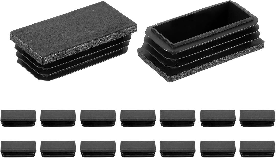 uxcell 16 Pcs Rectangle Tubing End Caps 2 3/8 x 1 3/16 Inch Plastic Hole Plugs Insert End Cap for Metal Tubing Post Chair Leg Table Bookshelves Furniture, Black