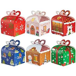 CCINEE Christmas Goody Gift Boxes,Xmas Treat Boxes Assorted Paper Candy Boxes for Kids' Party Supplies, Pack of 24