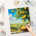 Still Life Paint by Numbers Kit for Adults - DIY Lemon Tree and Basket Painting on Canvas, Acrylic Paint Set, Suitable for Beginners, Farmhouse Art for Home Decoration or Gifts(16X20IN Framed)
