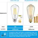 Vintage LED Dimmable Edison Light Bulbs 100W Incandescent Equivalent, 8W 1200Lumens, E26 Base LED Filament Bulb, 5000K Daylight White, ST64/ST21 Antique Clear Glass for Home, Reading, Bathroom, 4-Pack