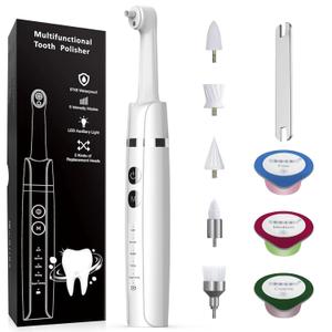 Tooth Polisher,Teeth Polishing Kit for Daily Cleaning,Polishing Then Whitening of Tooth (Professional Toothpaste Include), USB Rechargeable Dental Polisher with LED Light, 6 Heads, 5 Speed Modes