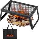 VEVOR Folding Campfire Grill, 18" Portable Camping Grates Over Fire Pit, Heavy Duty Steel Mesh Grate, Camp Fire Cooking Equipment with Legs Carrying Bag, Grilling Rack for Outdoor Open Flame Cooking