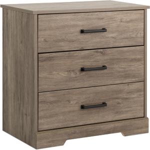Prepac Rustic Ridge Farmhouse Nightstand Bedside Table, Brown Nightstand for Bedroom, End Table with 3 Drawers 16.25"D x 27.5"W x 26.75"H Prepac Rustic Ridge Farmhouse Nightstand Bedside Table, Brown Nightstand for Bedroom, End Table with 3 Drawers 16.25"D x 27.5"W x 26.75"H