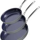 Nuwave 3-Piece 8, 10, 12 Forged Lightweight Frying Pan Set, G10 Healthy Duralon Blue Ceramic Ultra Non-Stick, Ergonomic Stay-Cool Handles, Induction-Ready & Works on All Cooktops