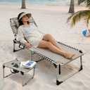 Backpack Sun Tanning Chair with Face Hole & Beach Table, 5-Position Adjustable Folding Lounge Chair Outdoor for Lawn Patio Garden, 74.8"*23.23"