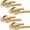 Asidrama 4 Pack Champagne Bronze Privacy Door Handles, Door Lever with Door Knobs Indoor for Bedroom or Bathroom, Heavy Duty Door Handles Interior with Locks for Left Right Sided Doors