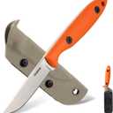 Omesio EDC Small Fixed Blade Knife with Kydex Sheath, DC53 Steel G10 Handle Full Tang Survival Tactical Knife for Men Women Outdoor Camping Bushcraft Hunting Knife