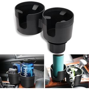 Sephile 1 PC Cup Holder Expander, 2.69 "3.93" Adjustable Base 2in1 Double Cup Holder Adapter, 360 Degree Rotatable Portable Large Water Bottles Drink Holder Insert, Universal for Cars (Black)