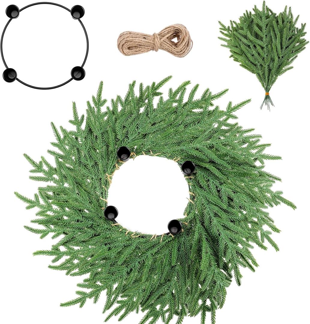 1 Set Christmas Advent Wreath Ring Traditional Catholic DIY Advent Wreath Candle Holder Set for Xmas Church Home Table Centerpiece Decoration (Norfolk Pine)