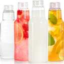 4 Pack Glass Milk Bottle, 34 Oz Reusable Juice Drinking Jar with Airtight Lid, Heavy Duty Leakproof Water Bottles Container for Iced Tea, Beverage, Smoothies Storage