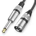 10FT XLR to 1/4" 6.35mm Microphone Cable - TS Mono 3 Pin to Quarter Inch TS Male Unbalanced Interconnect Wire
